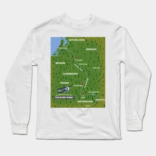 River Rhine map cartoon. Long Sleeve T-Shirt